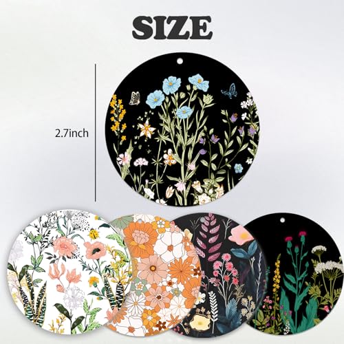 Image of Car Air Freshener - 5Pcs Boho Cute Flowers Car Interior Accessories Hanging Scents Automotive Room Decor for Women Teen Girls