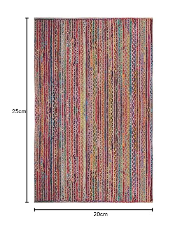 Image of Handwoven 2x6 feet chindi Jute Rectangular Rug, Natural Fibers, Braided Reversible Carpet for Stylish Bedroom Living Room Dining Room Kids Room (2x6 feet, Multicolor)