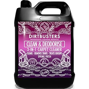Dirtbusters Tapijt Shampoo Cleaner Solution, Clean & Deodorise met vlekreinigingsverwijderaar en geurbehandeling, lente vers (5L)