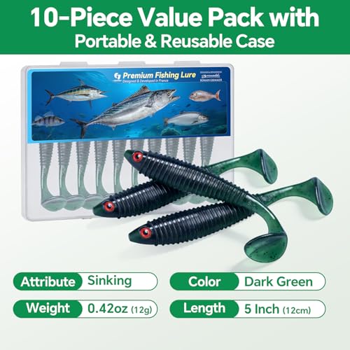 Image of Clearance Bionics-Designed Durable Soft Plastic Fishing Lures Kit with Bonus Accessories, 3 /4 /5 /6 Inch, 9-Type Lifelike Swimbaits in One Gear Set Included Tackle Box for Bass