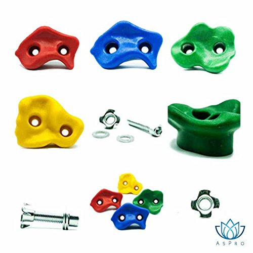 Rock Climbing Holds, 10 Premium Quality Kids Rock Screw On Large Climbing Holds Pack, For Indoor, Outdoor Wall Use, For Kids, Boys, Girls, Adults, Easy To Install,