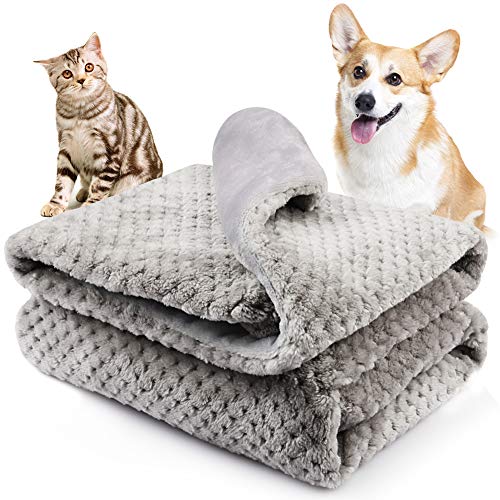 Onarway Bilayer Fluffy Sherpa Dog Blankets Thicken 39.4 x 47.2 inch Soft Washable Pet Throw Blanket Sleep Bed Mat for…
