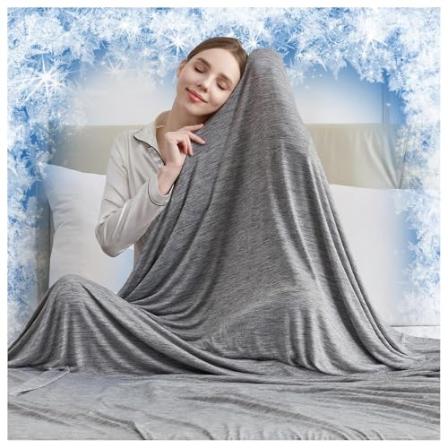 Image of CHOSHOME Cooling Blankets for Hot Sleepers, Arc-Chill Q-Max>0.5 Double Side Cold Blankets for Sleeping, Soft Lightweight Breathable Summer Blanket for Couch Bed Sofa Camping, 90 inch x 90 inch, Grey