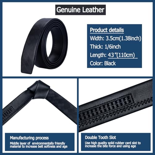 Image of Barry.Wang Mens 2 Pack Ratchet Belts Leather Adjustable 1 3 /8 inch Gift Box