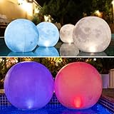 TIALLY Full Moon Floating Pool Lights Solar Powered - Inflatable Pool Lights That Float - Waterproof