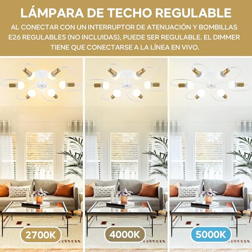 Consejos y reviews para comprar Lamparas de techo blancas al mejor precio. 12 Imagen adicional