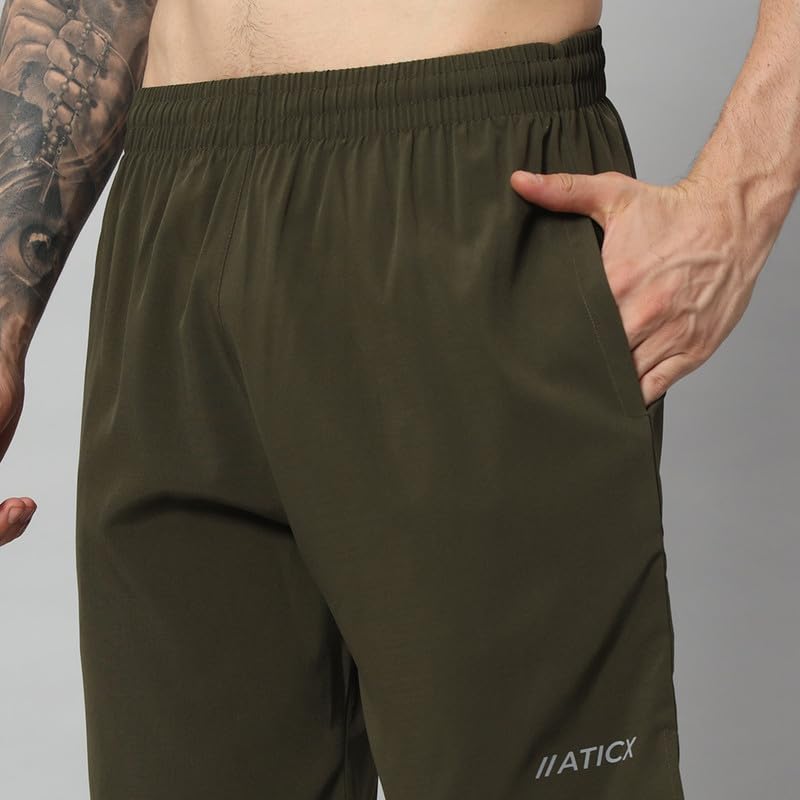 Image of ATICX Polyester Shorts for Men - Quick Dry Lightweight with Zipper Pockets - Gym, Running, Jogging, Training Half Pants for Basketball, Swimming, Badminton, Cycling, Football, Outdoor & Home Wear