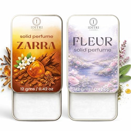 Image of Solid Perfume |zarra&Fleur Alcohol Free Wax Perfume Balm, Long Lasting | Pocket Tin 12g, Pack Of 2| Non Greasy Smooth Glide, Travel Friendly Men And Women