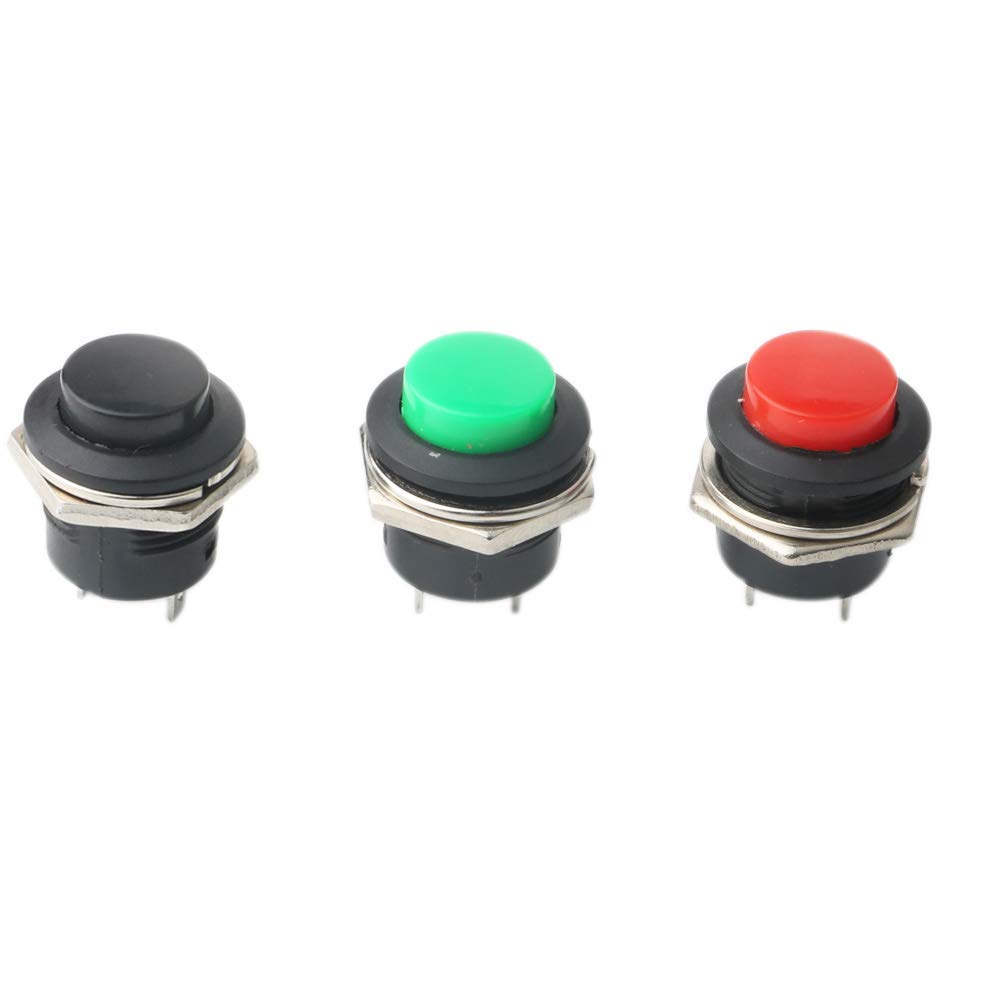 Interruttore A Pulsante Momentaneo Nero Interruttore A Pulsante Momentaneo SPST N/C Nero 3A 125VAC - 2 Pezzi, CES 66-2414-2PK Switch Pulsante Per Circuiti Elettrici