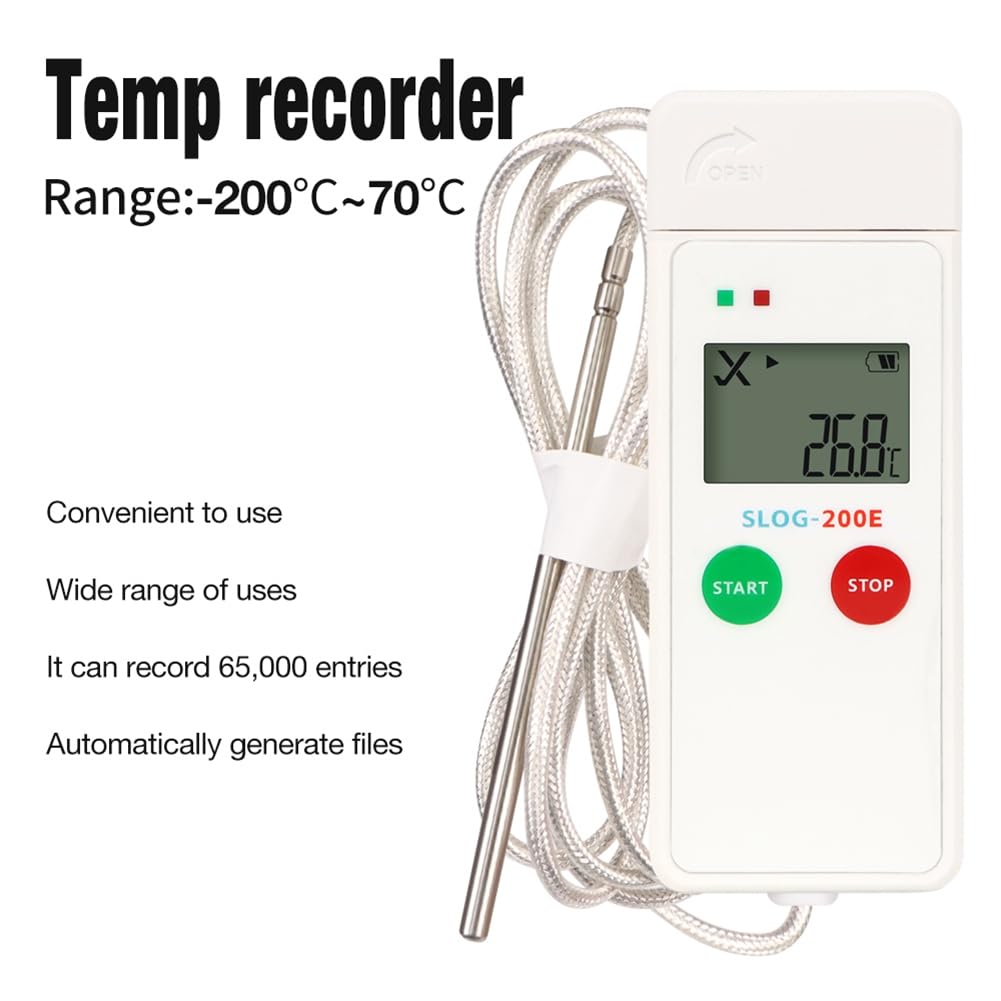 Registrador de Datos de Temperatura USB - Registrador de Baja Temperatura de 200 A 70 °C para Almacenamiento en Frío, Cadena de Frío, Transporte y Almacenamiento en Hielo Seco.