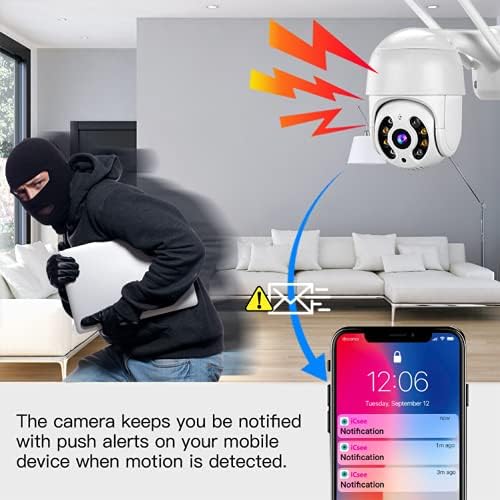 MAYUMI Full HD1080P Two Way Audio/Motion Detection/Best Night Vision/Waterproof CCTV Camera Wi-Fi 66 PTZ v380 PRO Camera Pan Tilt Surveillance Support Upto 128G SD,White 2