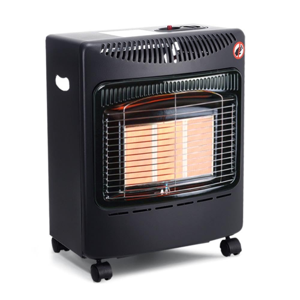 Calor Gas Heater, Indoor Outdoor 4.2KW Portable Gas Heater with Wheels, Hose and Regulator, Room Butane Cabinet Heater for Home, 42x25.5x46cm, Black