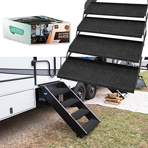 LATCH.IT RV Step Covers 4 Pack | 23' Wide Camper Step Carpet Covers | Camper Step Covers | RV Step Carpet Best Fits 8-11' Deep RV Stairs | Keep Your RV Cleaner with Our RV Stair Covers!
