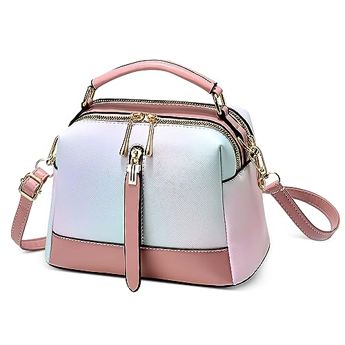 Classico Borsa a Mano Donna Leggero Elegante a Tracolla con Manico Superiore per Shopping Lavoro Viaggio Quotidiano Data Casuale PU Pelle Borse a Spalla Messenger Rosa