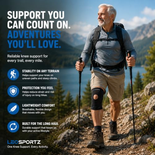 Image of Leosportz Knee Support for Pain Relief - Knee Cap for Men Women | Adjustable Compression Knee Support for ACL, MCL, Arthritis, Running, Sports & Recovery (White, L)
