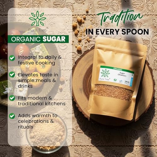 Image of Pure Tree Certified Organic Sugar | 350 g | Sulphurless Cheeni, Shakkar | Gluten-Free Chini Processed From Sugarcane