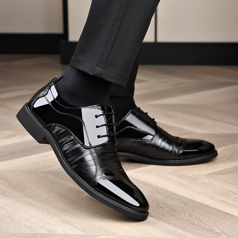 Fashion Men's Dress Oxford Shoes Luxury Leather Lace Up Brogue Party Anti-Slip Slip Resistant Rubber Sole Shoe2