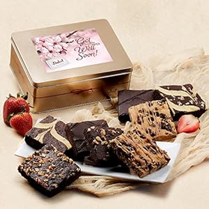 Dulcet Gift Baskets Get Well Chocolate Fudge Brownie Assortment Baked Snacks- Cheese- Fudge- Walnut- Chocolate Chip- Great Gift for Men, Women, Spouse, Friend, Grandmother, Co-worker, Boss, Students, Sister or Brother.