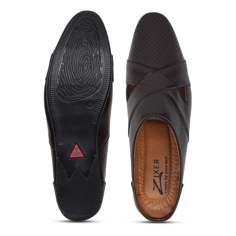 Image of Zixer Summer Urban Men's Shoes Luxury Synthetic Leather Mule Loafers Men's Shoes Handmade Ultra Premium Lightweighted Daily Easy Wear Open Back Half Cut Trending Classic Slip On Shoes for Men