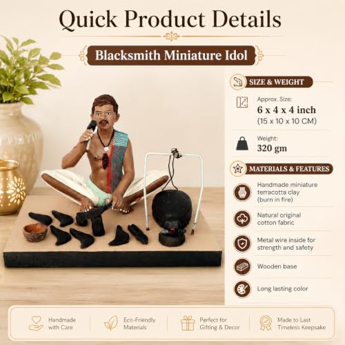 Image of Krishnanagar Handmade Clay Gift & Decor | Standard- Sitting Human Figure Miniature Idol - Blacksmith