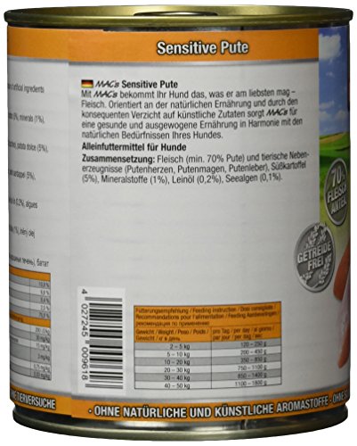 Mac's Mono Sensitive Pute, 6er Pack (6 x 800 g)