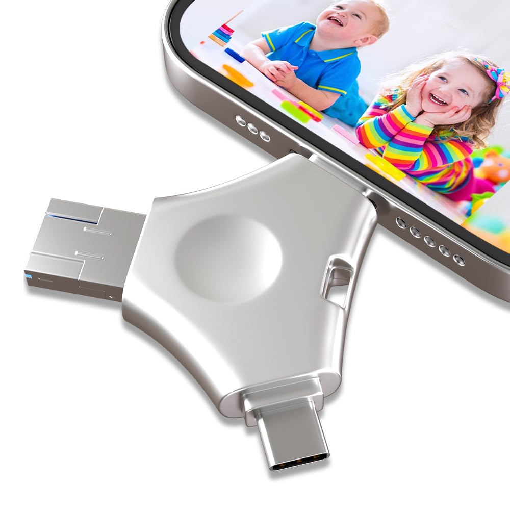 512GB Chiavetta USB per Iphone, 4 in 1 Pendrive Memoria Esterna per scaricare foto, 512GB USB C Pen Drive USB Stick 3.0, Alta Capacità Memory Stick Compatibile con iphone/Pad/Android/PC