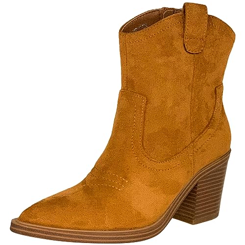 Women's Western Ankle Booties Stitched Cowboy Shoe Toe Side Zipper Closure