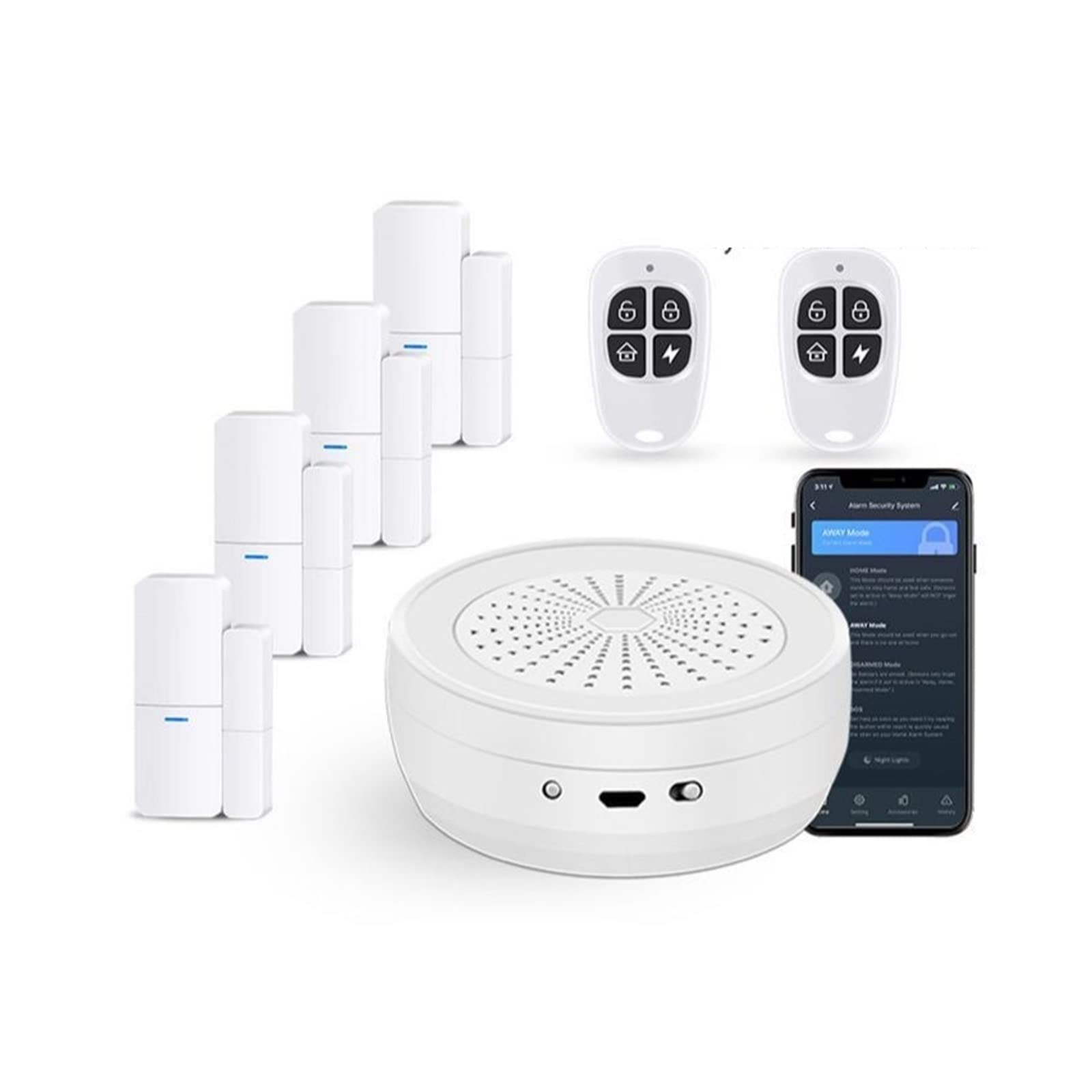 Bezpieczeństwo w domu DIY System alarmowy, Tuya Alarm Gateway Window Drzwi czujnik detektor wody zdalny Smart Home Security Alarm System System działają z inteligentnym życiem Alexa Zestaw alarmu anty
