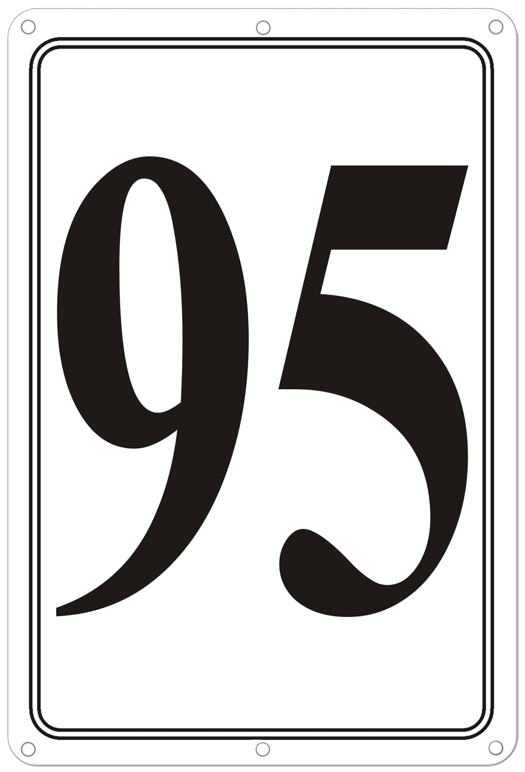 Premium Aluminum Number Signs 95, Metal 12" X 8" Numbered Signs Outdoor for Parking Lots, Floor, Dock, Court, Aisle, Field, High Visibility, No Fade, Weather-resistant