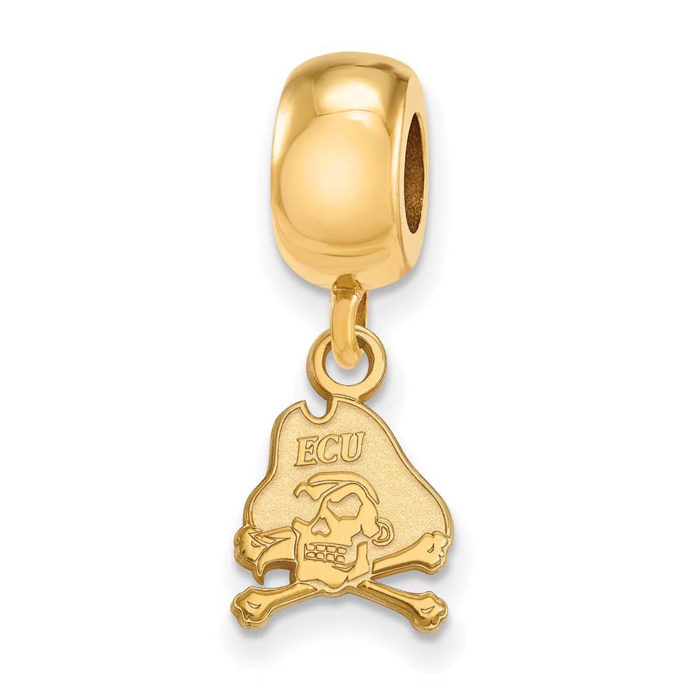 LogoArt 14k Yellow Gold Plated Sterling Silver East Carolina Univ. XS Pirate Dangle Charm