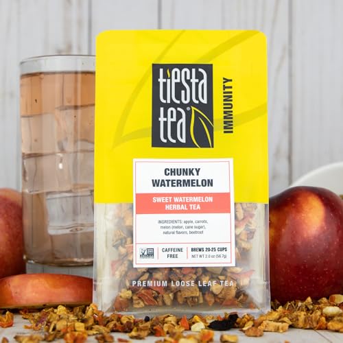 Image of Tiesta Tea - Chunky Watermelon, Loose Leaf, Sweet Watermelon Herbal Tea, Premium Non-Caffeinated Blend, Make Hot or Iced, Brews Up to 25 Cups, 2 Ounce Resealable Pouch