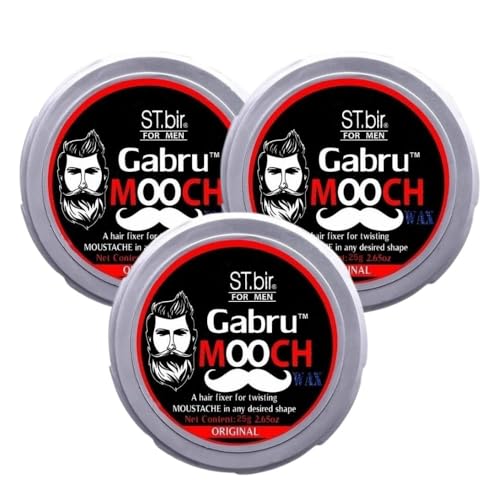 Image of Mooch Moustache Wax for Men - Strong Hold & Long Lasting Styling Wax | Natural Look | Original Scent | 25g Pack of 3