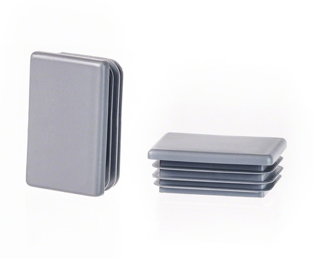 Tappi a Lamelle Rettangolari 40x20 mm in Plastica Grigio - Tappo per Tubo per Mobili e Strutture in Ferro | Inserto Terminale – Set 10 Pezzi – 4x2 cm