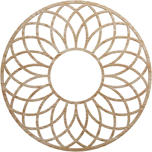Image of Ekena Millwork 28 inchOD x 9 5 /8 inchID x 3 /8 inchT Cannes Wood Fretwork Pierced Ceiling Medallion, Red Oak