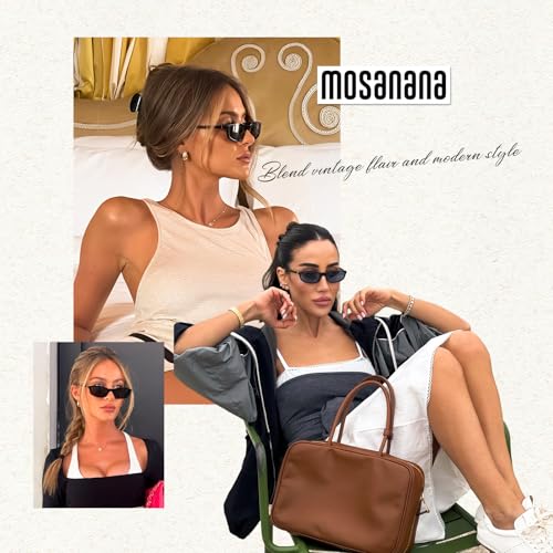 mosanana Retro Cat eye Sunglasses Rectangle Oval Y2k Women 90s Trendy Narrow Small MS525833