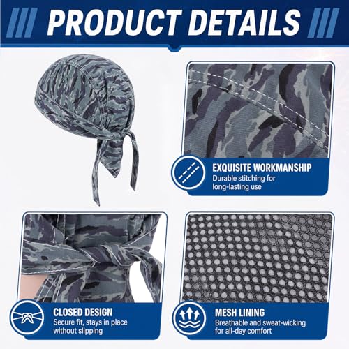 Image of Hercicy 3 Pcs Welding Doo Rag Welding Cap Flame Resistant Cotton Protective Welders Hat for Men Women's Welders Caps Mesh Inside Liner for Caps Electrician Gas Station (Camouflage)