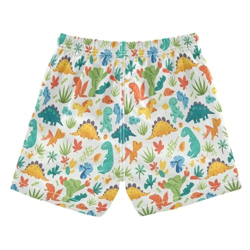 Swimming Shorts for Boys, Toddler Swim Boy 2t, Colorful Cartoon Dinosaurs Prehistoric Plants2