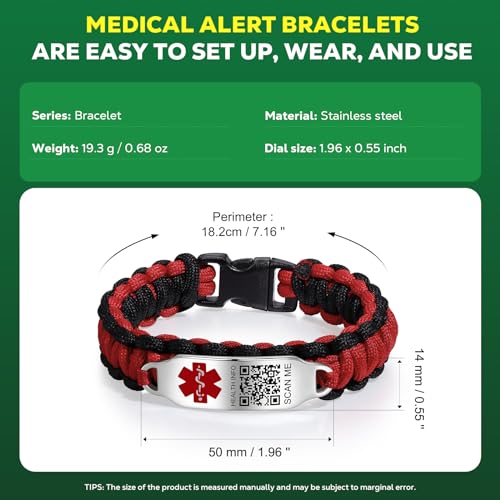 Pulsera médica unisex con código QR y banda impermeable miniatura 3