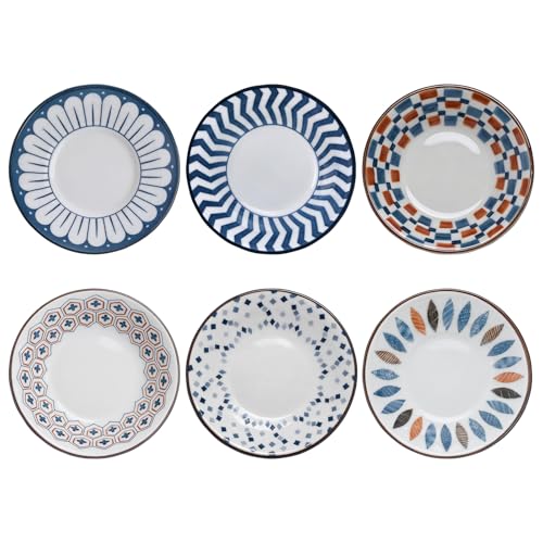 Yuecda 6Pcs Ceramic Dipping Bowls Elegant Japanese Style Sauce Dishes Perfect for Condiments Snacks and Sushi Parties
