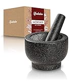 HADEWOO Mörser mit Stößel Granit – 14,5cm Durchmesser - Robust & Pflegeleicht – Ideal für Kräuter und Gewürze