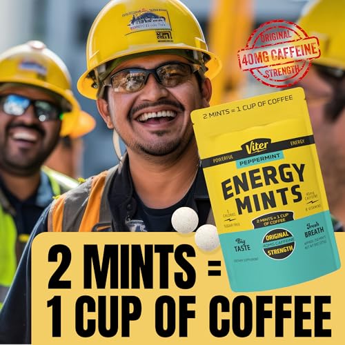 Image of Viter Energy Caffeinated Mints 40mg Caffeine, B Vitamins, Sugar Free. (Peppermint, 8oz, Bulk Bag)