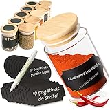 G&K Kitchenware ® botes especias 10x 120ml Con Tapa de Bambú - botes cristal cocina - tarros cristal hermeticos - botes cocina almacenaje cristal