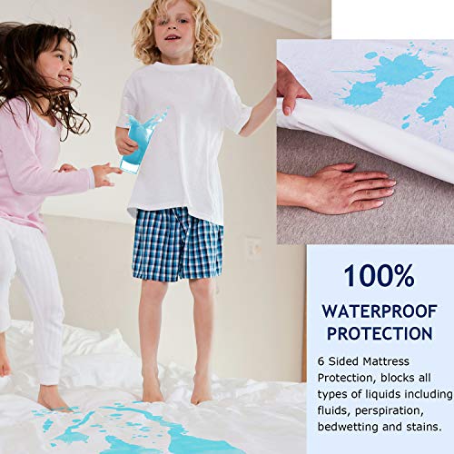 Premium Cooling Bamboo Zippered Mattress Encasement 6-Sided Waterproof Mattress Protector Hypoallergenic Noiseless Mattress Cover Cotton Terry Surface Mattress Pad Cover (King)