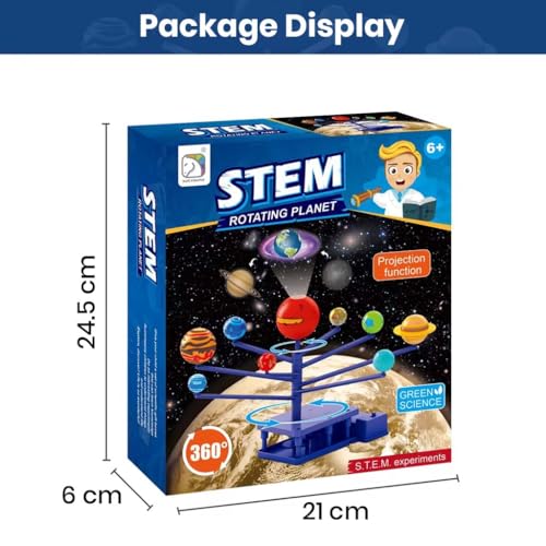 Image of DIY Solar System Kit Science Education Toy 360 Rotating 3D Planet Model with Laser Projector, Planetarium STEM Learning Kit for Kids 8+, Educational Astronomy Space Toy Birthday Gift Boys Girls