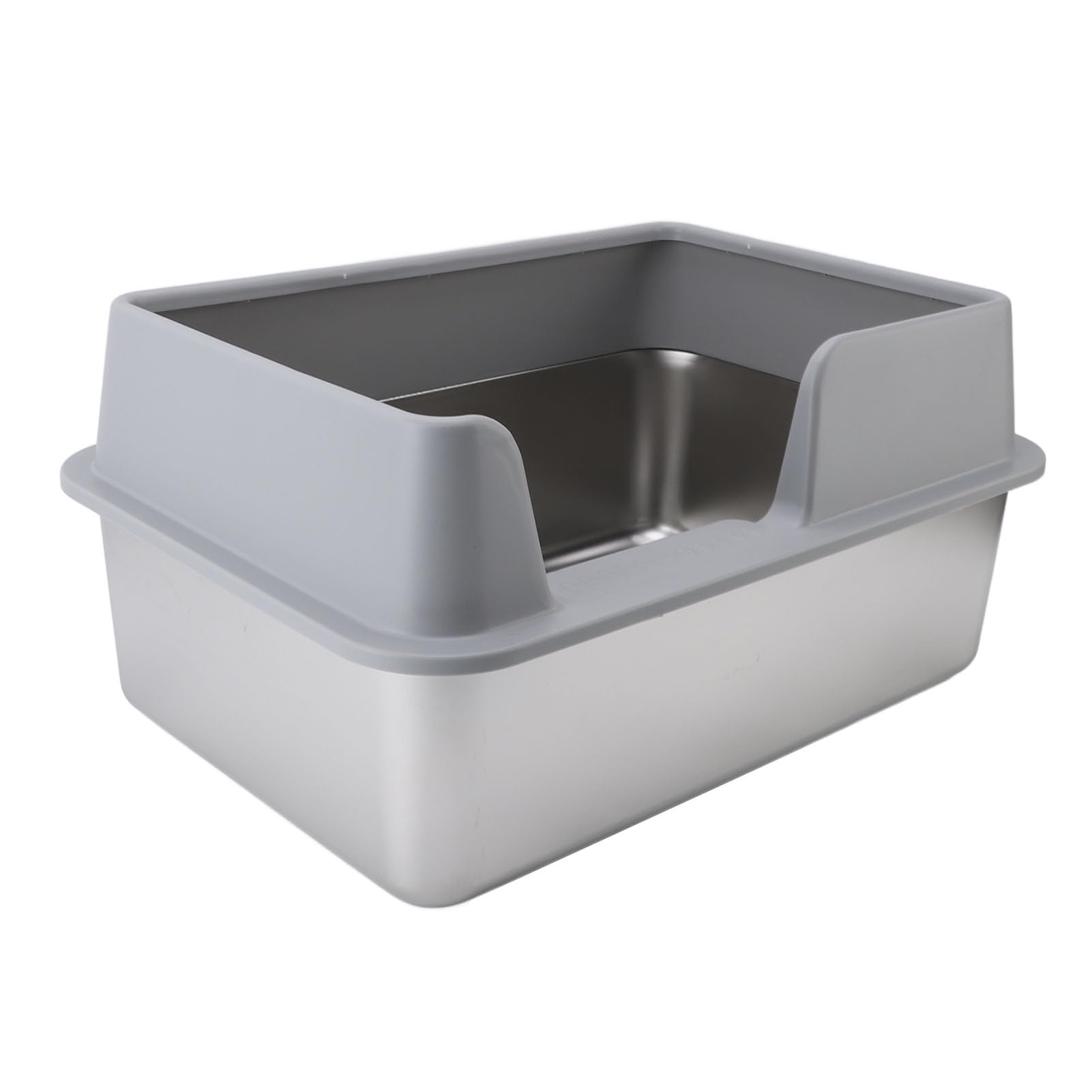 Elprico Stainless Steel Cat Litter Box,19.7 X 13.8 X 9.8in Open Top High Side Metal Cat Litter Box with Scoop,Metal Cat Litter Box for Multi Cats Big Cats (Large Gray)