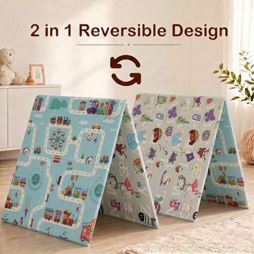 Image of StarAndDaisy Baby Play Mat for 0 to 2 Years, 6mm Thick Foldable XPE Baby Mats for Floor, Reversible Cushioned Mat for Kids Playing, Lightweight & Portable Playmat, 149 x 178 cm