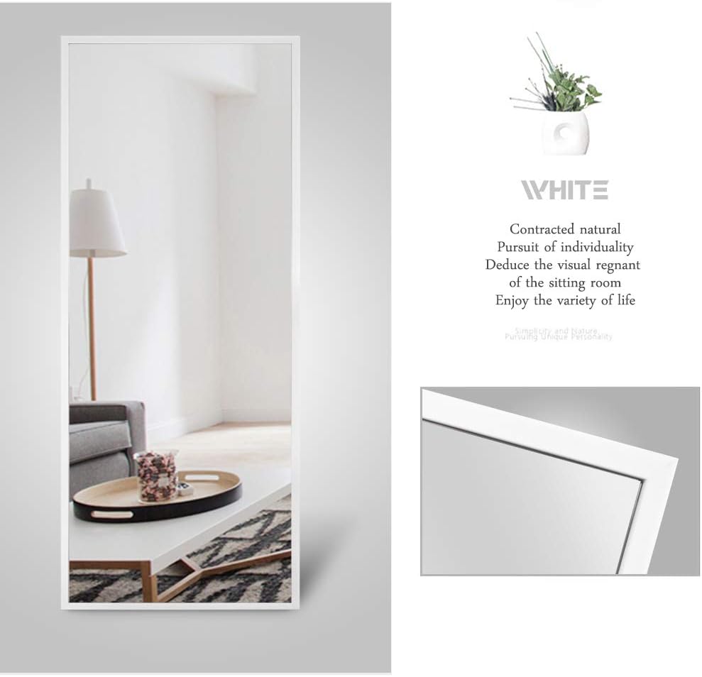 Elevens Full Length Floor Mirror 65"x22" Large Rectangle Wall Mirror Standing Hanging or Leaning Against Wall for Bedroom, Dressing and Wall-Mounted Thin Frame Mirror - White : Home & Kitchen