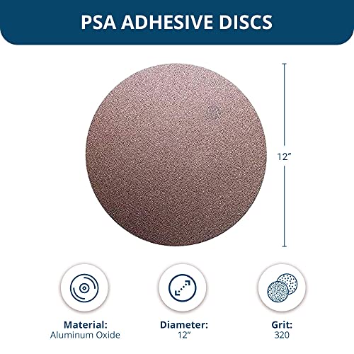 Image of Benchmark Abrasives PSA No Hole 12 Inch Sanding Discs Adhesive Back with Aluminum Oxide Grains Automotive Orbital Sander Sandpaper - 12 Inch Sanding Disc - Surface Blending (10 Pack), 320 Grit