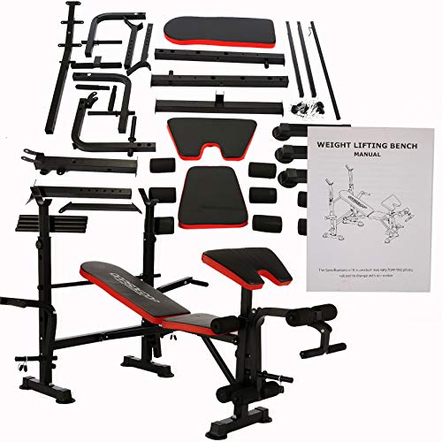 ncient 330lbs Olympic Weight Bench Multi-Function Adjustable Weight Bench with Preacher Curl Leg Developer Lifting Press Exercise Equipment for Indoor Full-Body Workout