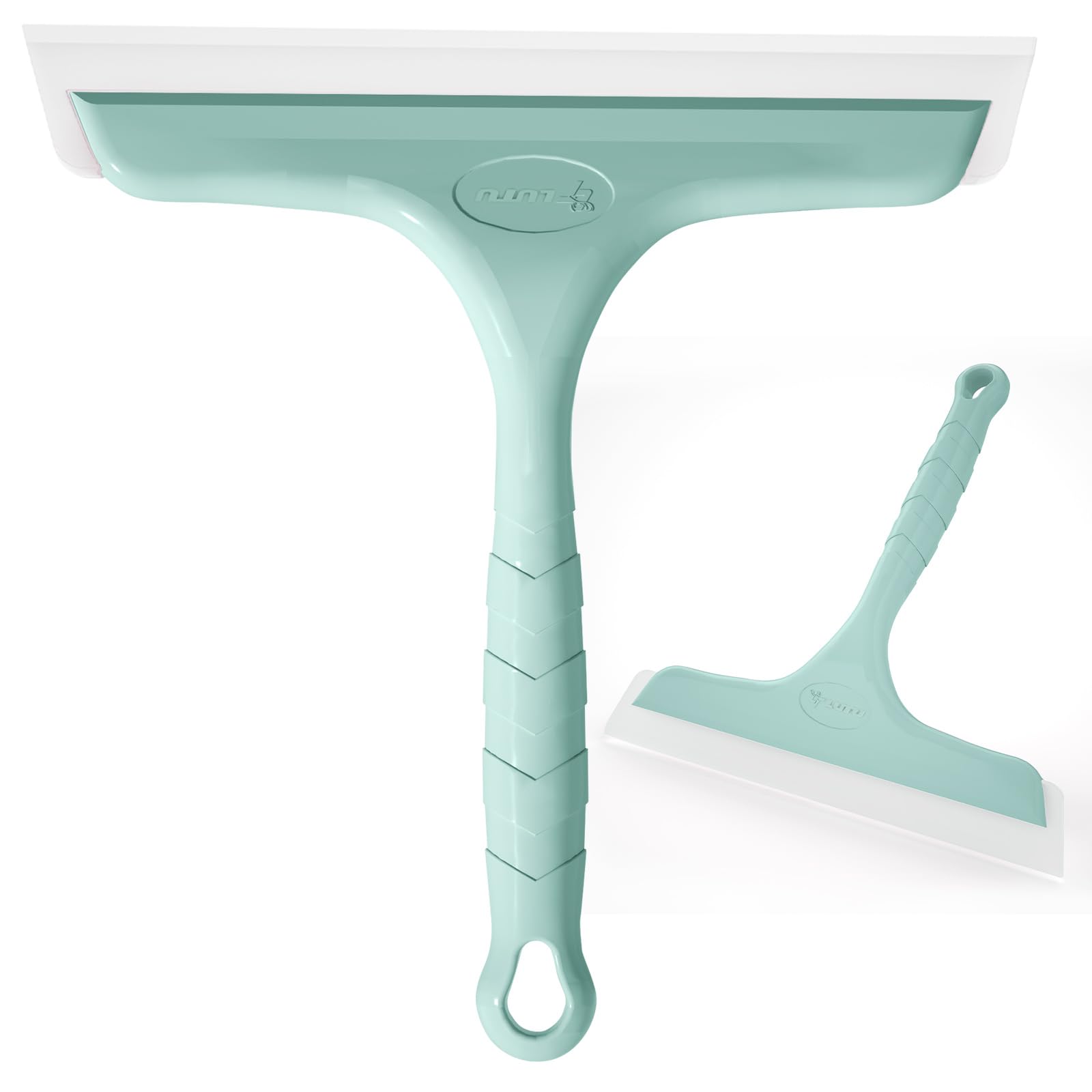 Shower Squeegee for Glass Doors, Bathroom Squeegee for Shower, Mini Window Squeegee, Home Bathroom Silicone Cleaner Tool, Suitable for Bathroom, Kitchen, Tile, Mirror, Car Glass, 8in Lake Blue